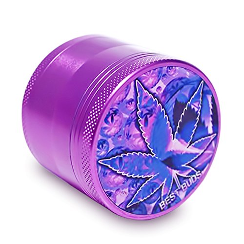 Premium Purple Grinder with Awesome Weed Design. Great Grinder for Pot