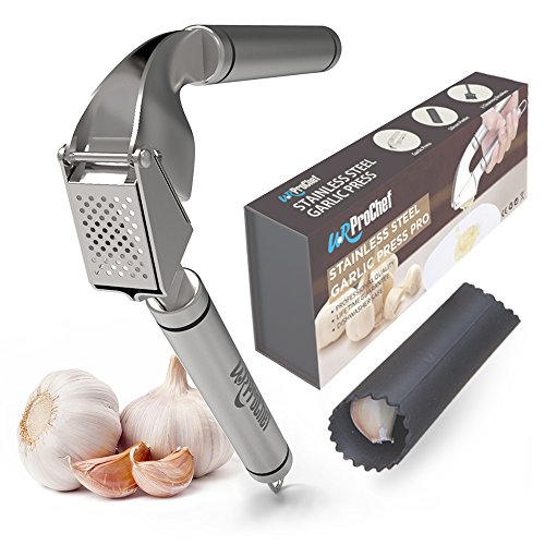 U.RProchef Stainless Steel Garlic Press Set of Heavy Duty Crusher and